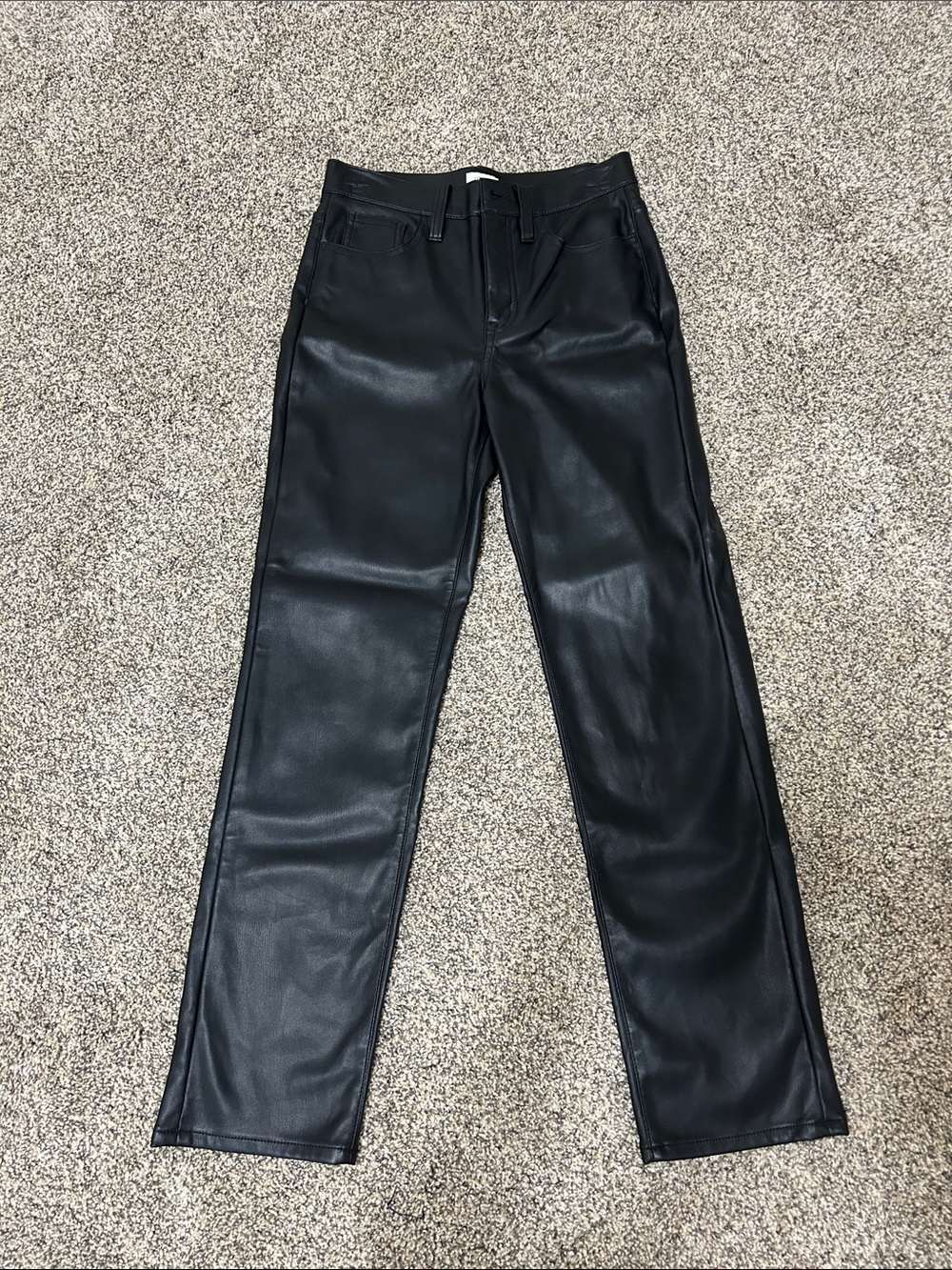 Black Faux Leather Straight Leg pants